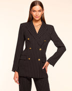 Gold-Tone Button Double-Breasted Blazer