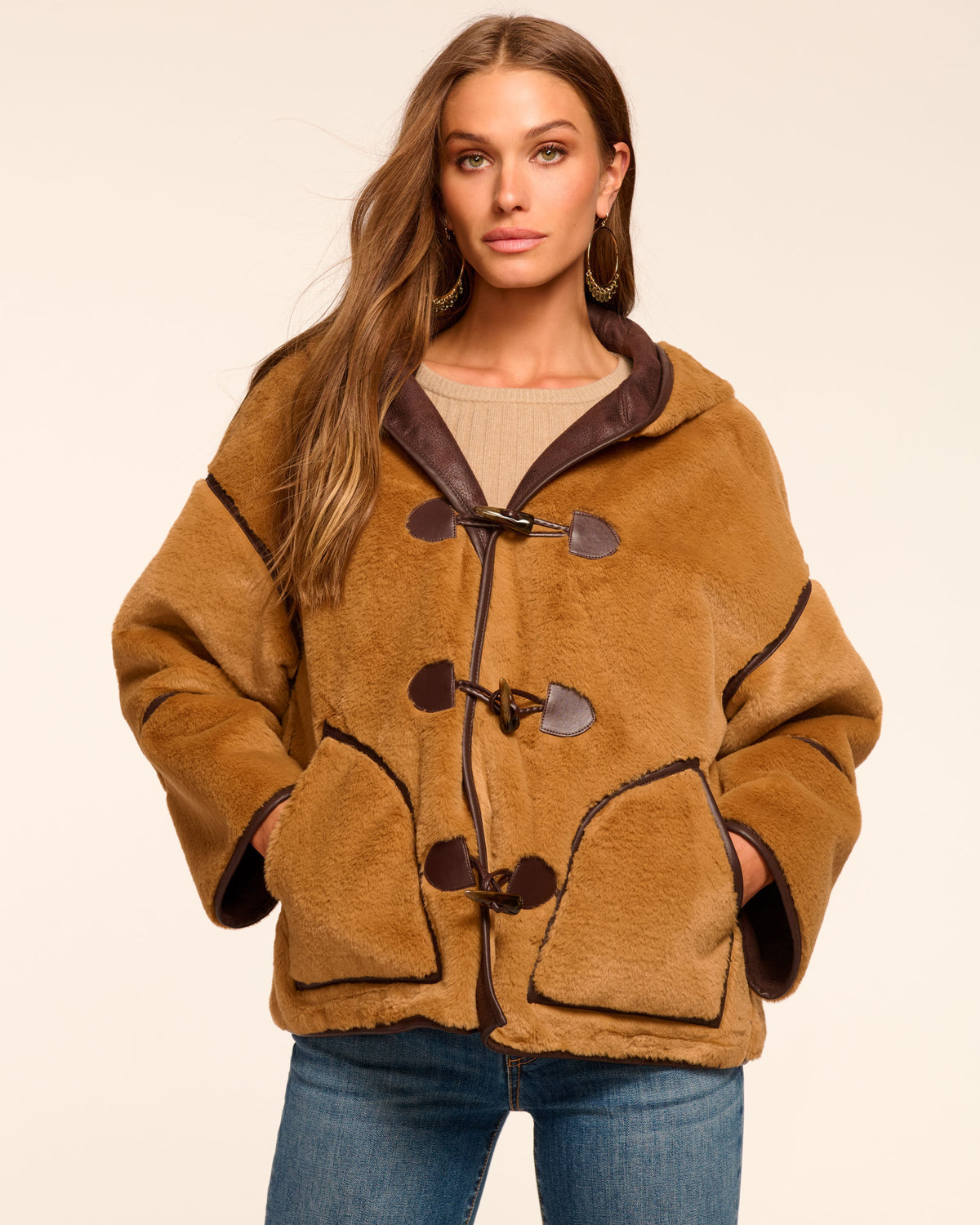 Soft Faux Fur Reversible Jacket with Pockets