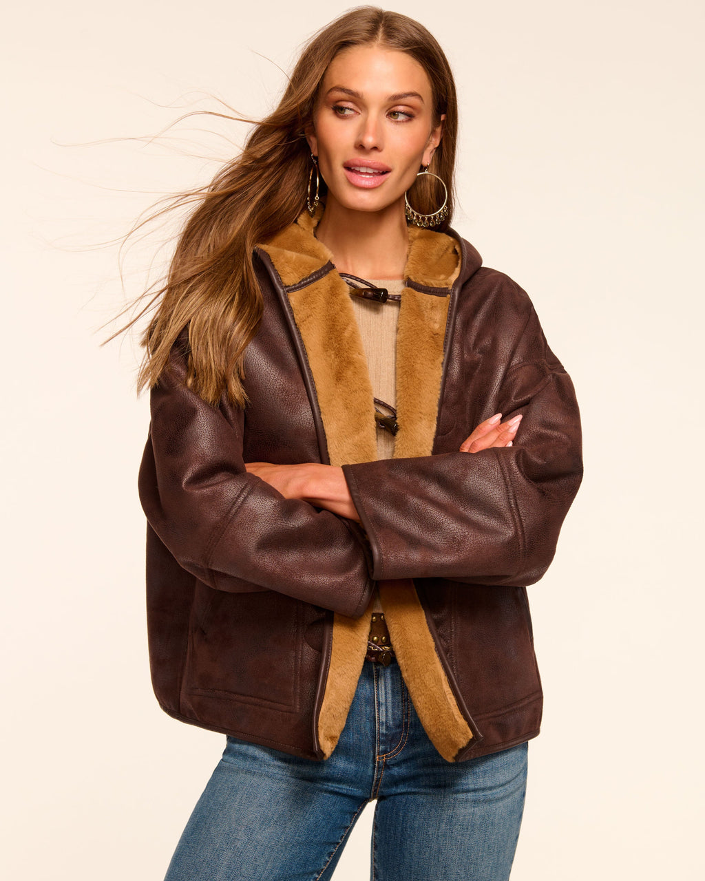 Soft Faux Fur Reversible Jacket with Pockets