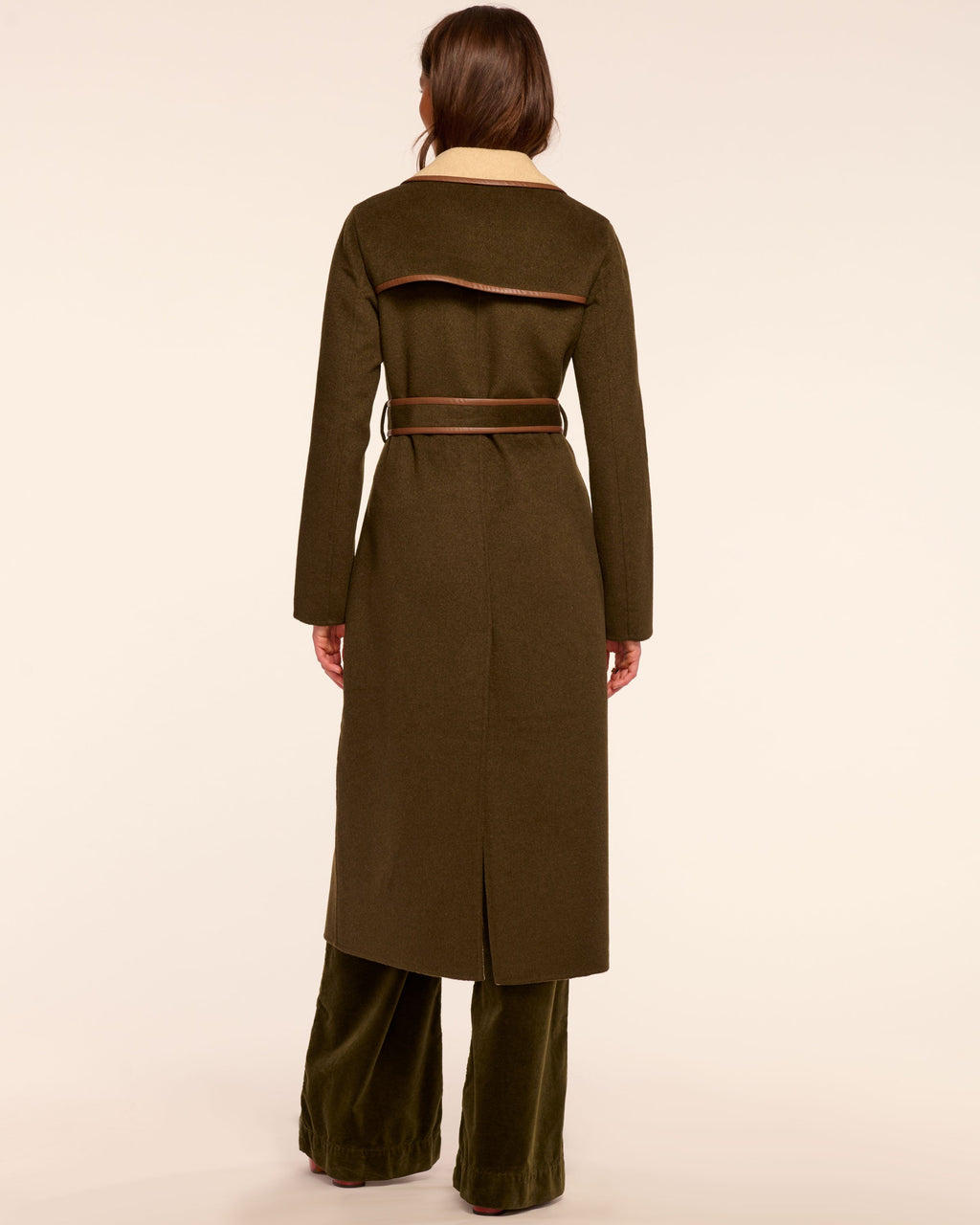 Luxury Faux-Leather Trimmed Wide-Lapel Blazer