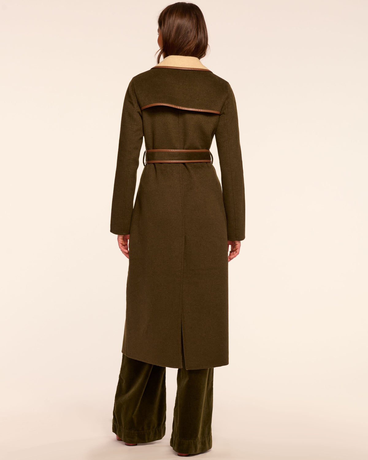 Luxury Faux-Leather Trimmed Wide-Lapel Blazer