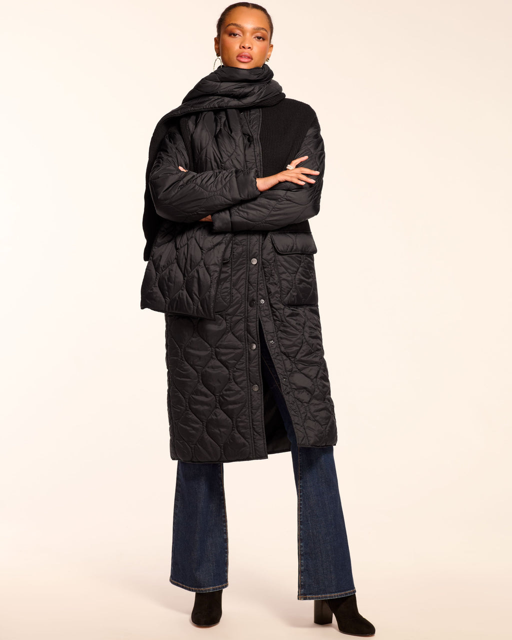 Removable Scarf Long Puffer