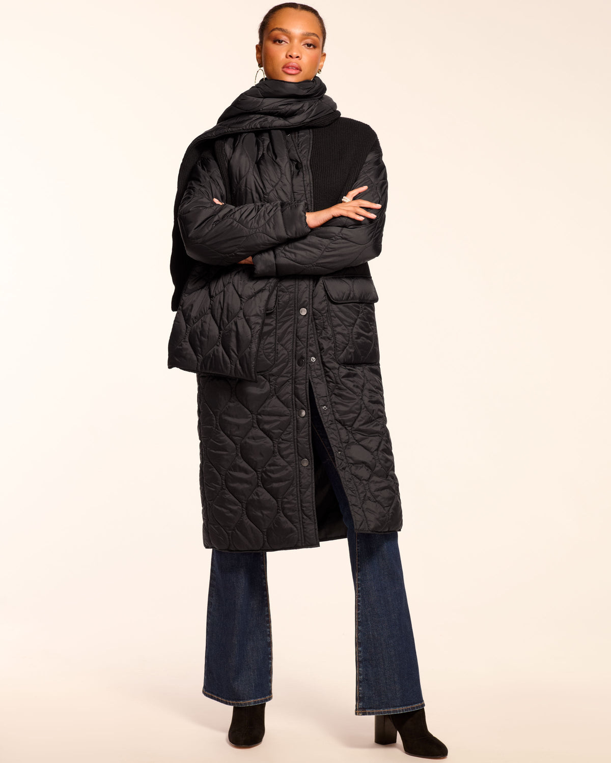 Removable Scarf Long Puffer