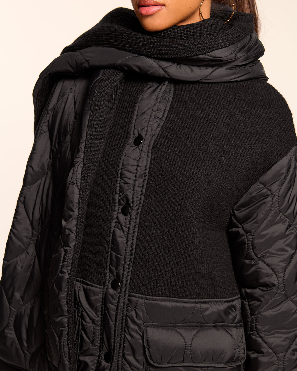 Removable Scarf Long Puffer