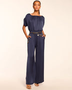 Ruched Wide-Leg One-Piece