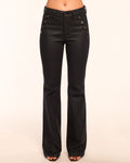 Edgy Glossy Denim Flares for Day-to-Night Glam