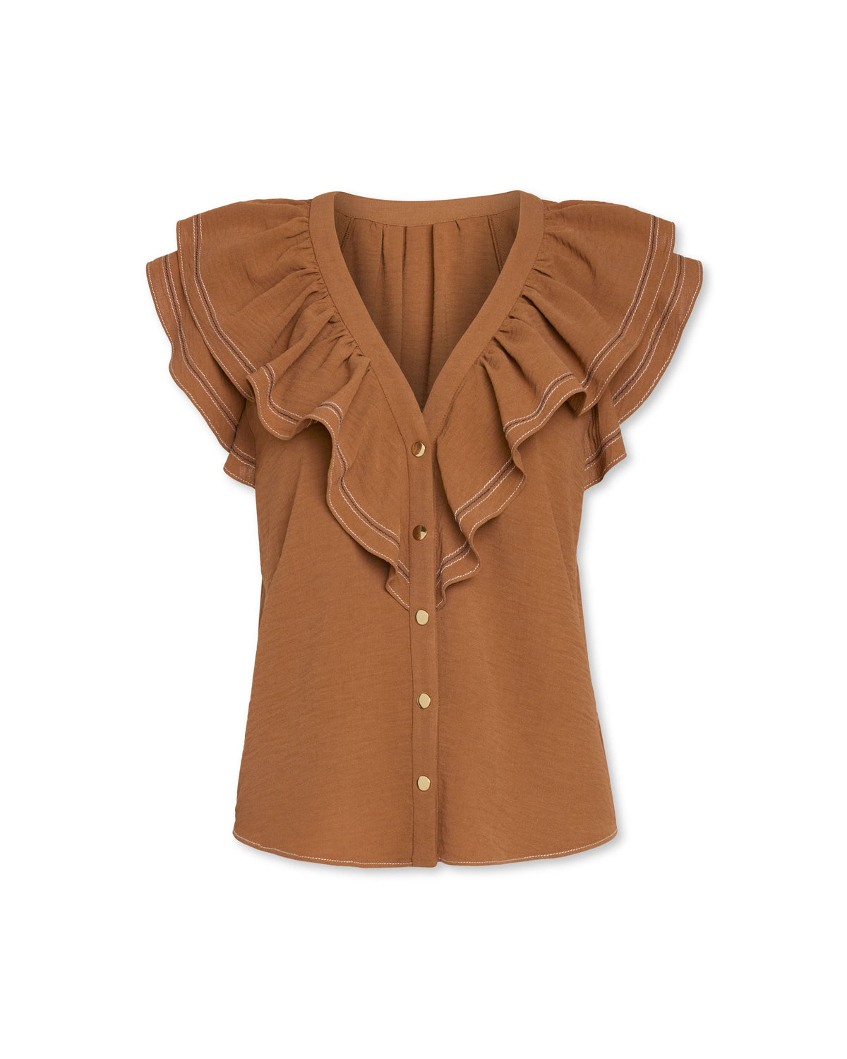 Versatile Ruffle V-Neck Day Top