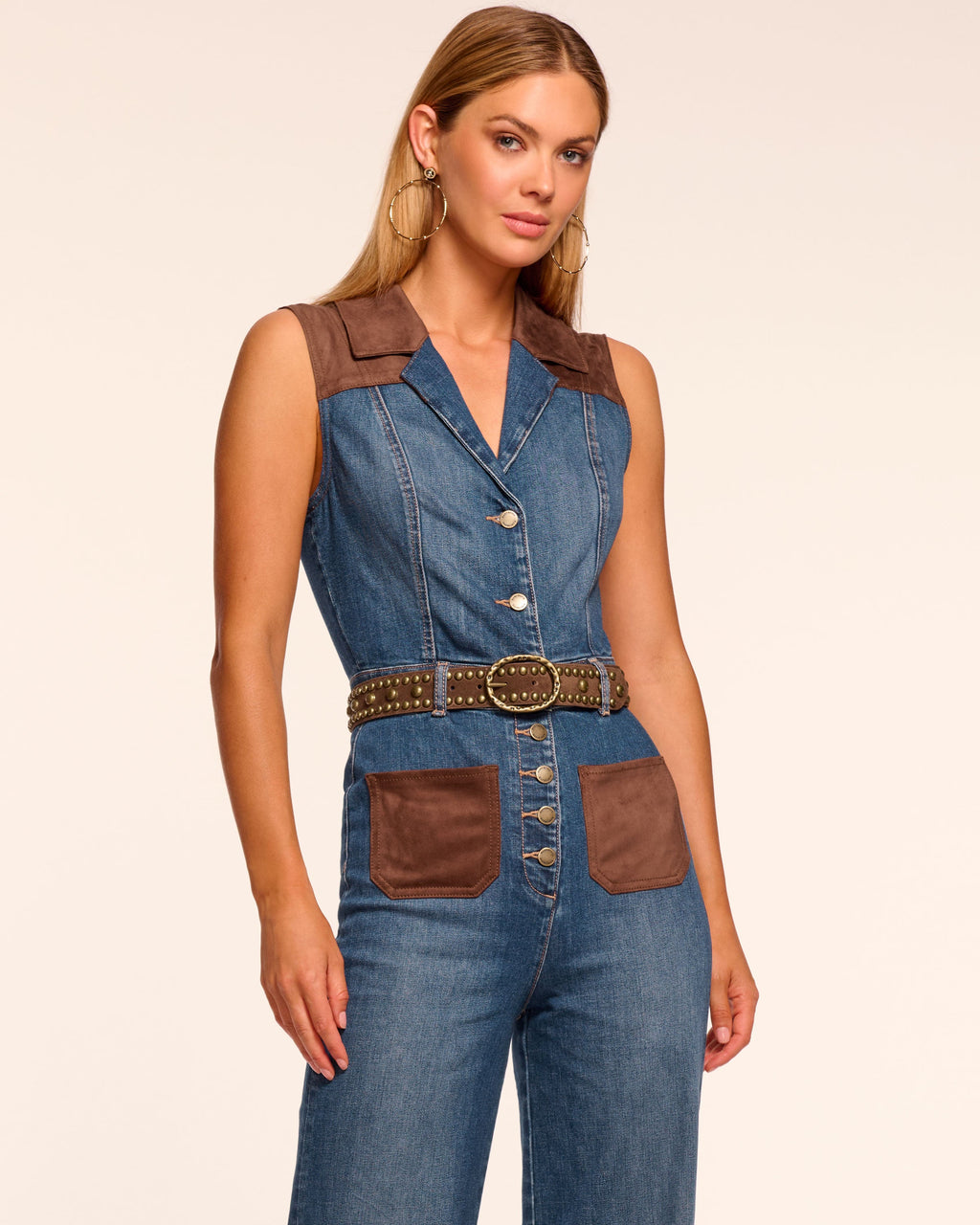 Faux Suede Wide-Leg Jumpsuit