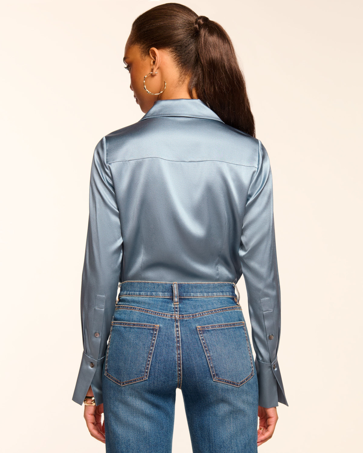 Comfortable Slim-Fitting Stretch Charmeuse Top