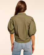 Sweet Sophistication Cropped Button-Up