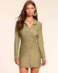 Scallop-Knit Metallic Magic Ruched Dress