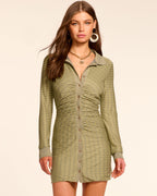 Scallop-Knit Metallic Magic Ruched Dress