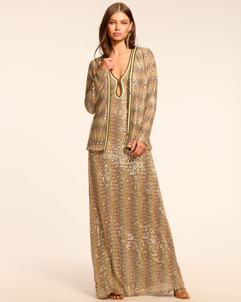 Dramatic Chevron Sequins Dress