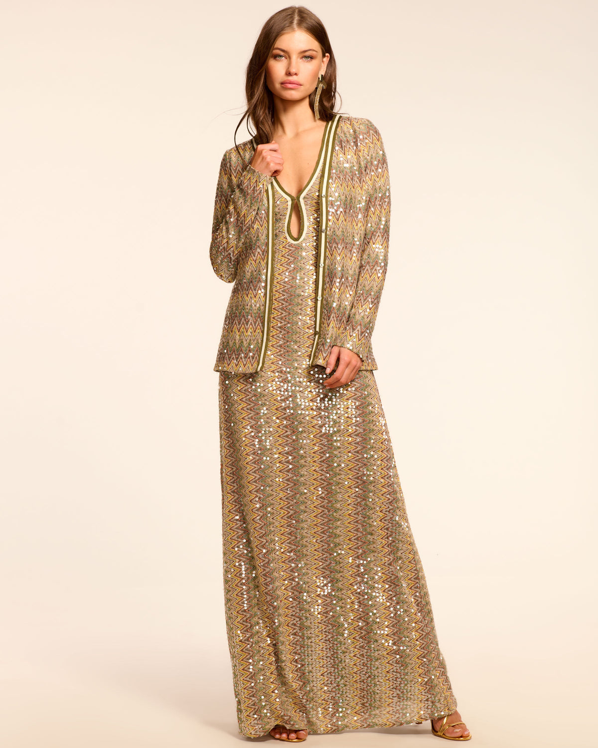 Dramatic Chevron Sequins Dress