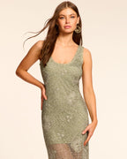 Metallic Crochet Scoop Dress‌