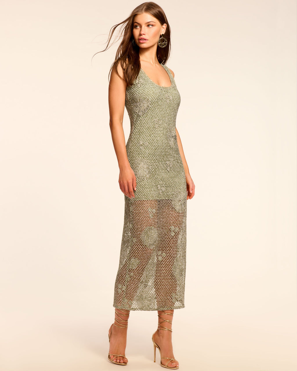 Metallic Crochet Scoop Dress‌