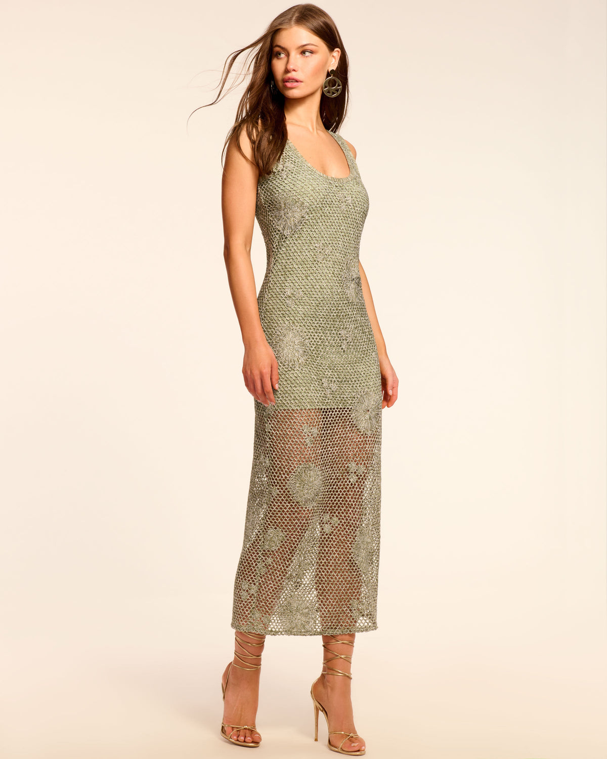Metallic Crochet Scoop Dress‌