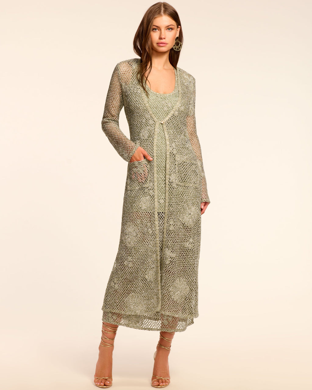 Metallic Crochet Scoop Dress‌