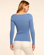 Blue Long - Sleeved Knitted Cardigan
