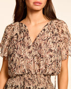‌V-Neck Blouson Vacation Dress