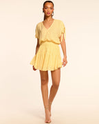 ‌Chiffon Dot Ruch Sleeve Dress