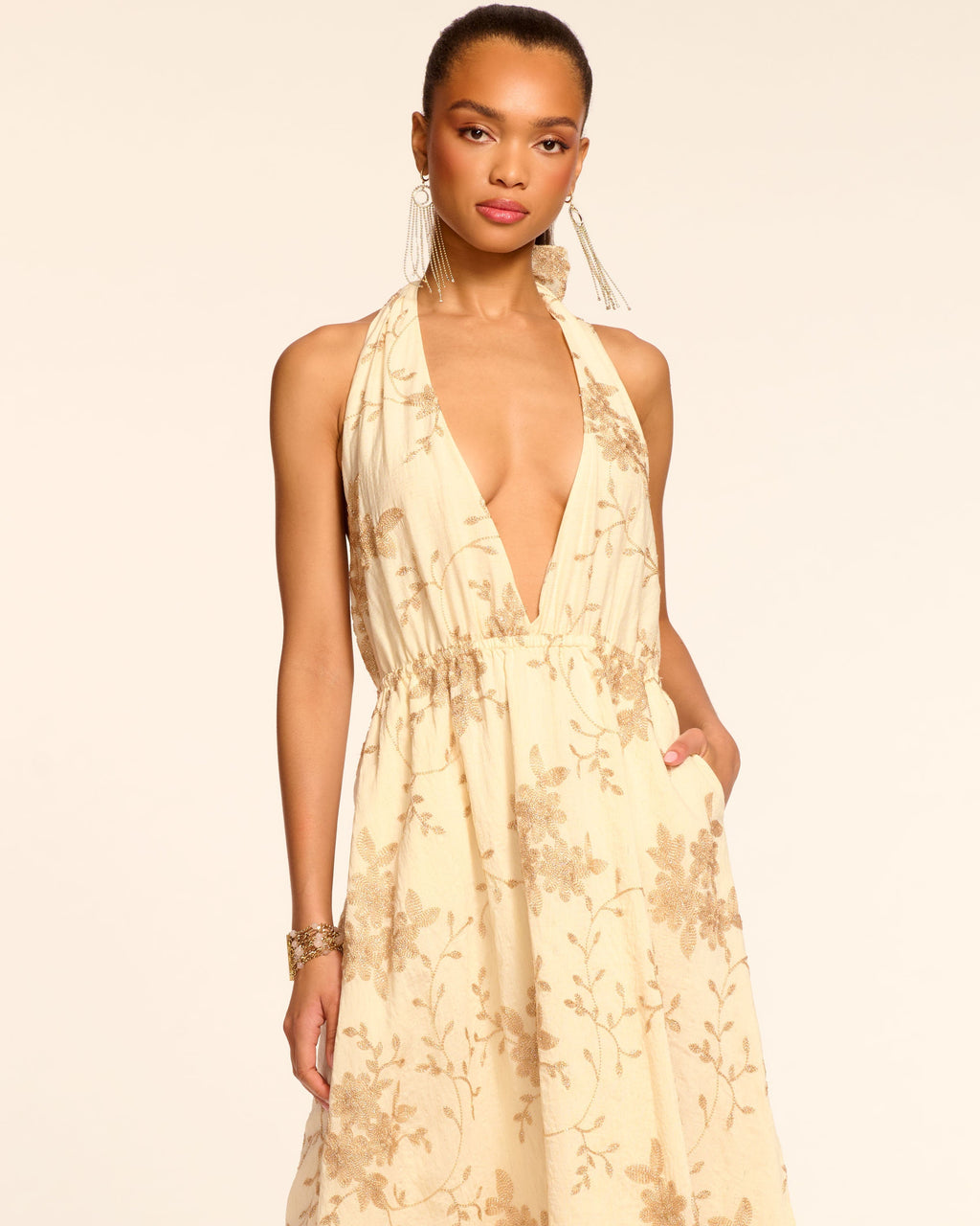 ‌Plunging Slit Summer Dress