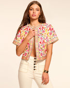 ‌Embroidery Cropped Cardigan for Instant Style