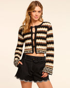 Cropped Crochet Cardigan with Textured Yarn Design